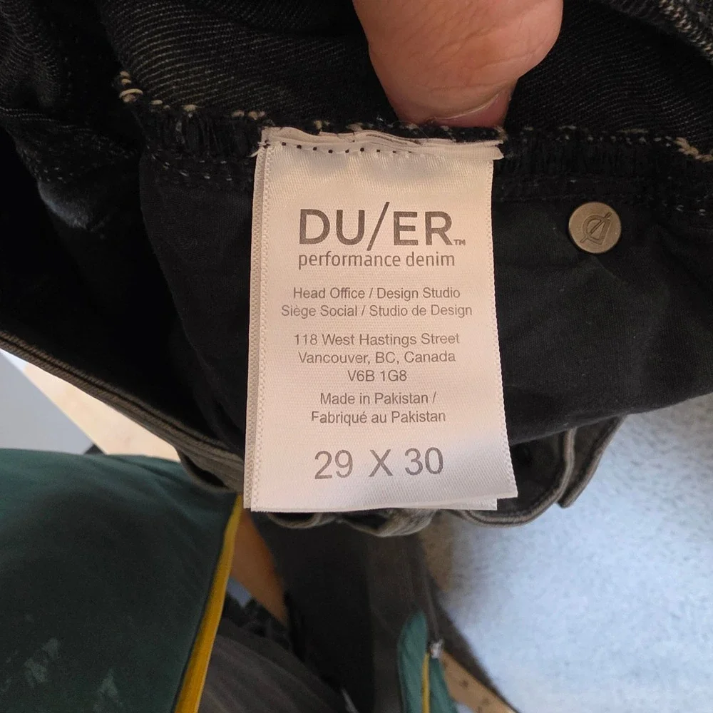 Duer DU/ER Performance Denim Jeans Mens 30 Grey Excellent Slim‎ Fit Stretch 3043